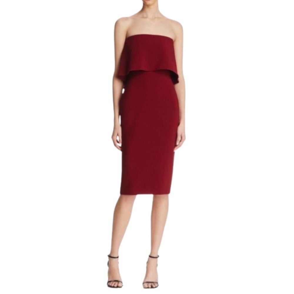 Likely Driggs Dress Strapless Bodycon Layer Maroon Dark Red 6